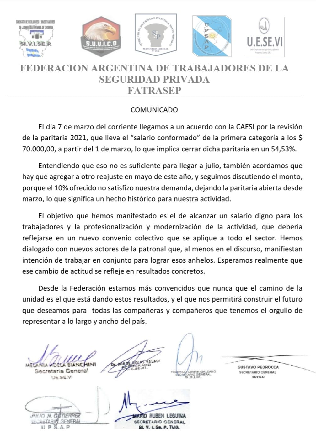 INFORMACION IMPORTANTE  REVISION PARITARIAS  2021