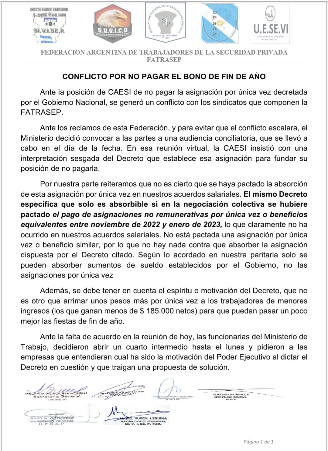 COMUNICADO BONO FIN DE AÑO 