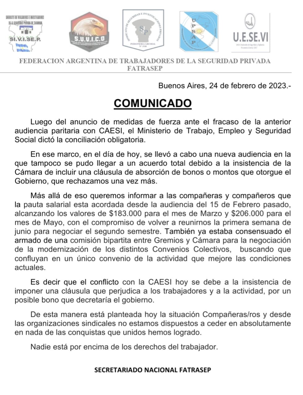 COMUNICADO FATRASEP