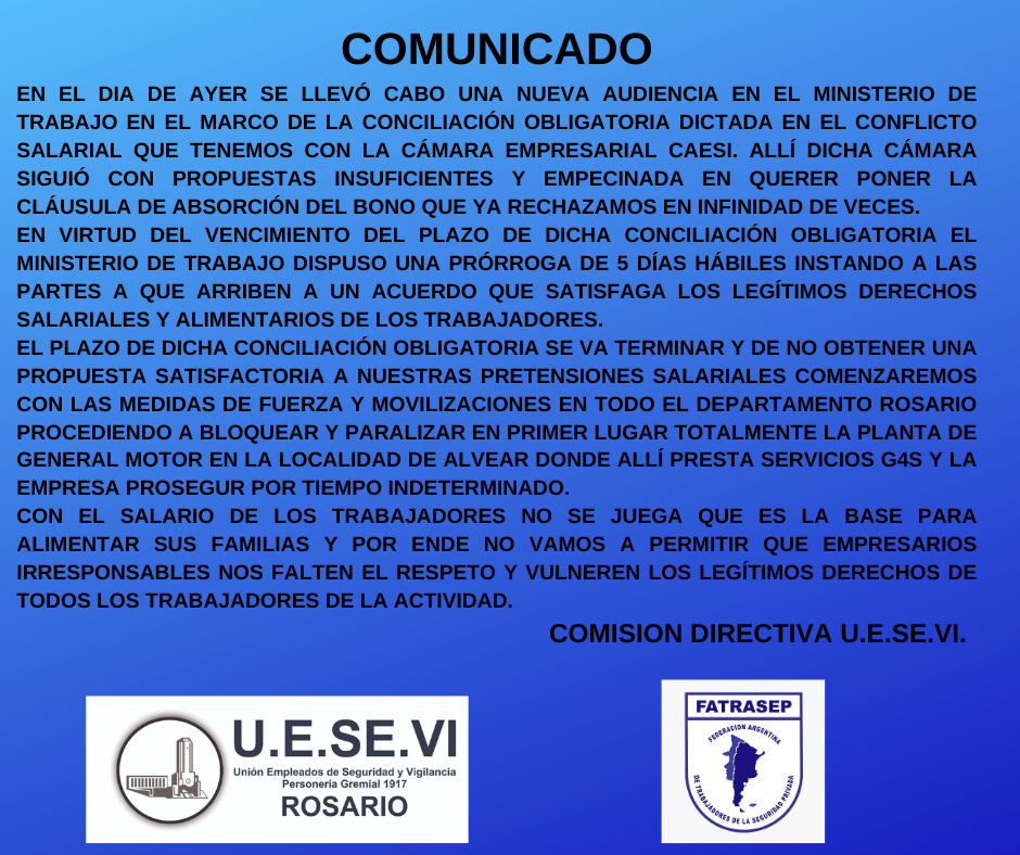 COMUNICADO U.E.SE.VI.