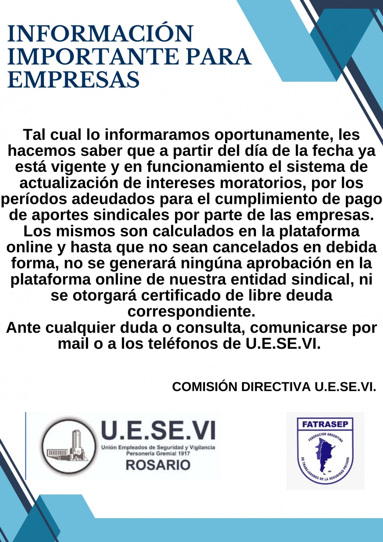 Comunicado para empresas