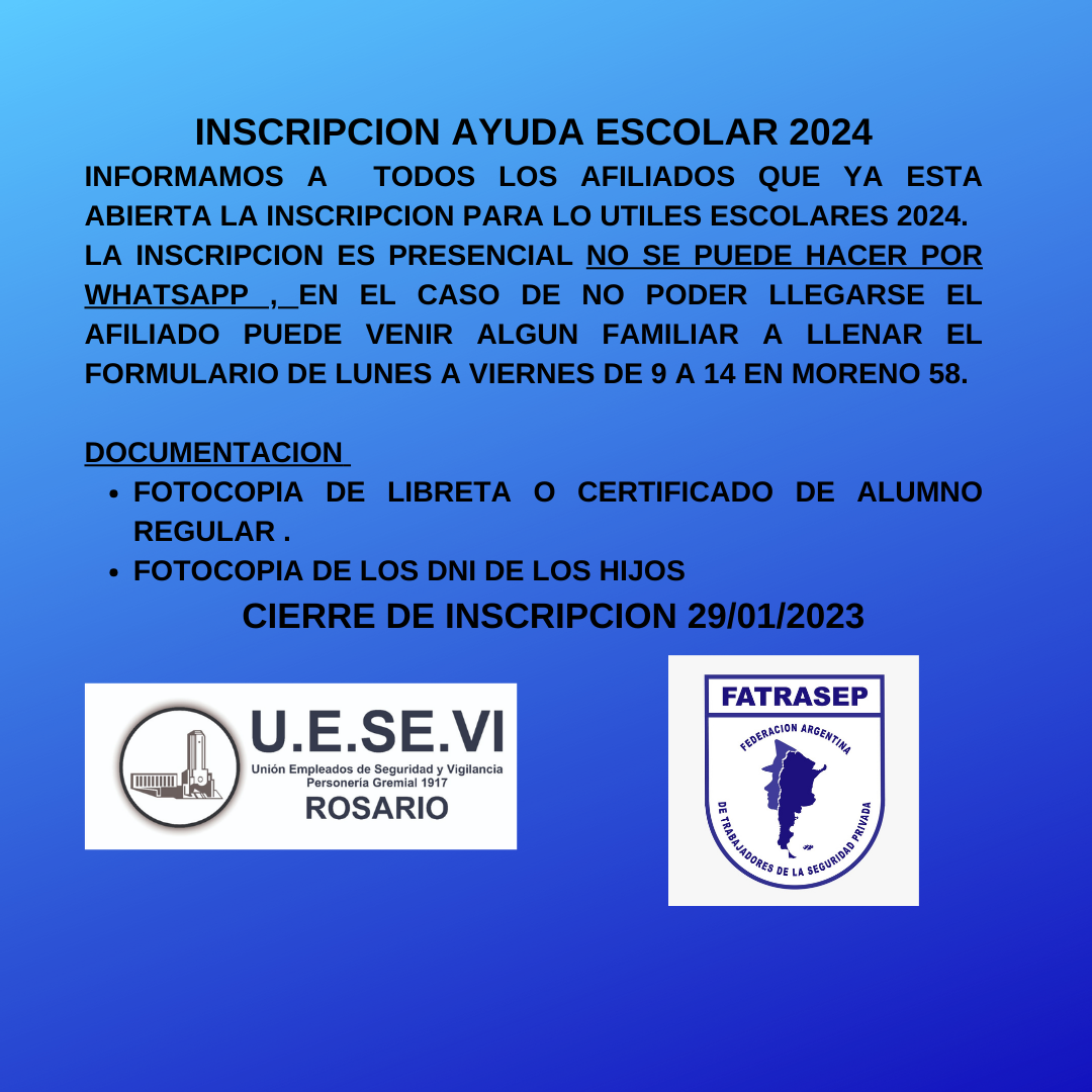 INSCRIPCION AYUDA ESCOLAR 2024